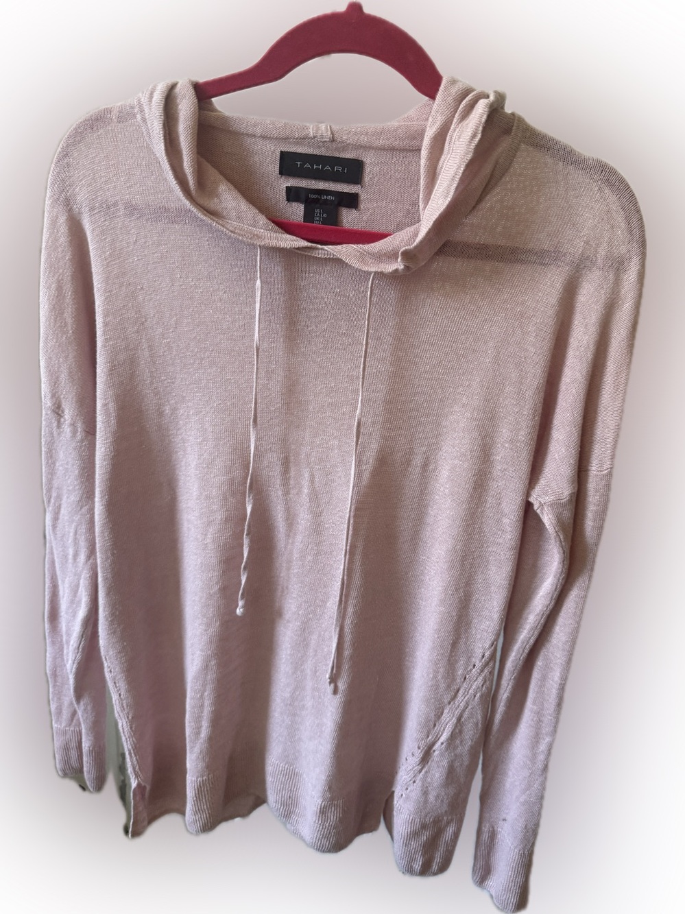 Blush Pink Linen Sweater Hoodie